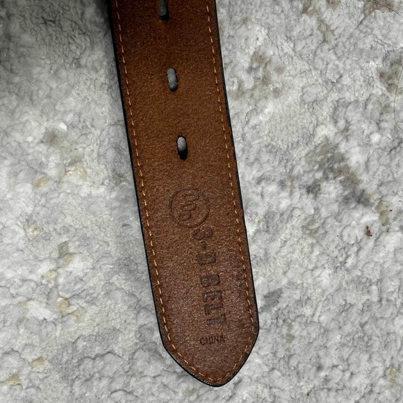 Mens Western Genuine Leather Hair-on Cowhide Belt Silver Buckle Cross - Picture 5 of 10